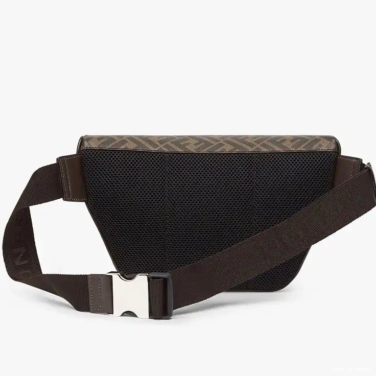 Cheap HOT FF Brown Bag In Fendi Belt Logo ROMA Fabric Motif 0503